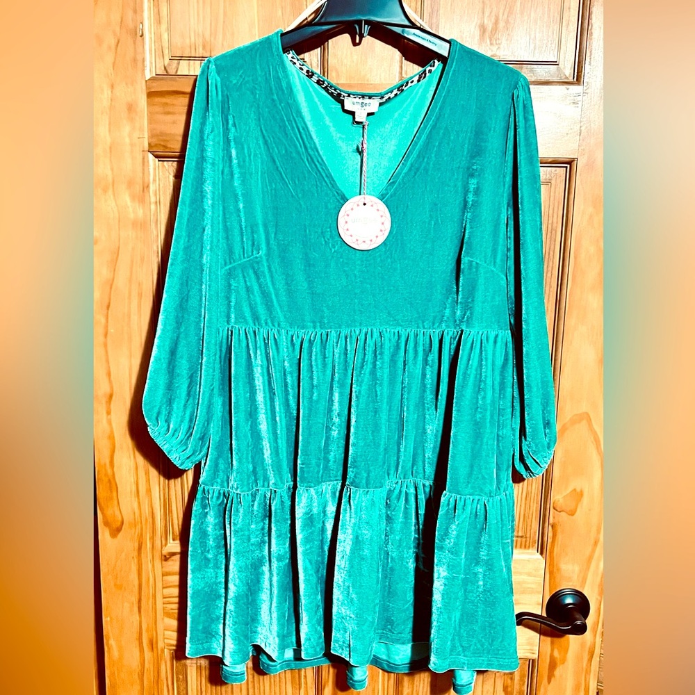 Teal Velvet Dress